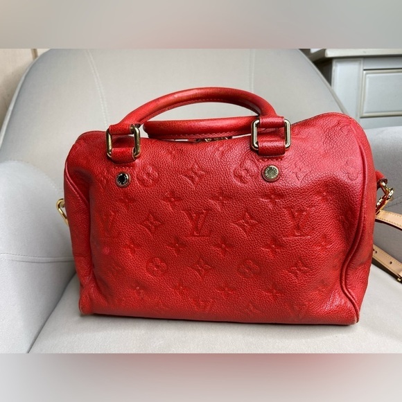 Louis Vuitton Empreinte Speedy Bandouliere 25 Purse Bag M40756 Red Monogram - Picture 5 of 12